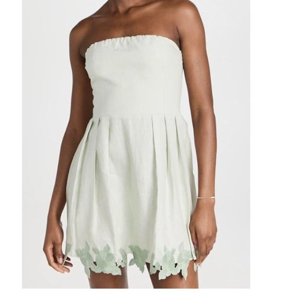 Fanm Mon Sina Strapless Mini Dress in Light Green - Picture 1 of 3